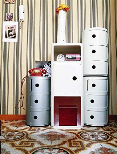 Kartell Componibili, 3 Elements, Weiss, Runde Basis, 32 x 58.5 x 32 cm 3 Fächer