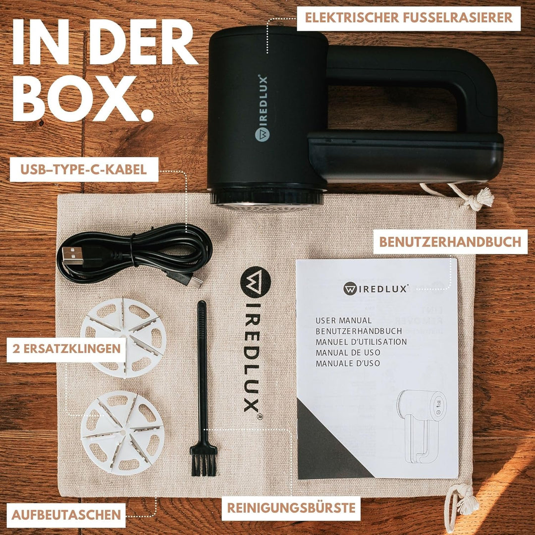 Fusselrasierer Elektrisch WiredLux - Wiederaufladbarer Fusselentferner für Kleidung &amp; Möbel - Einste