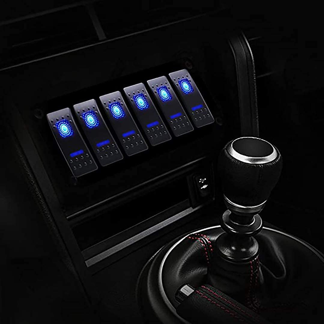 Geloo 6 Gang Wippschalter Panel für Boot Marine Kippschalter 12V/24V Wasserdicht Schalter Panel für