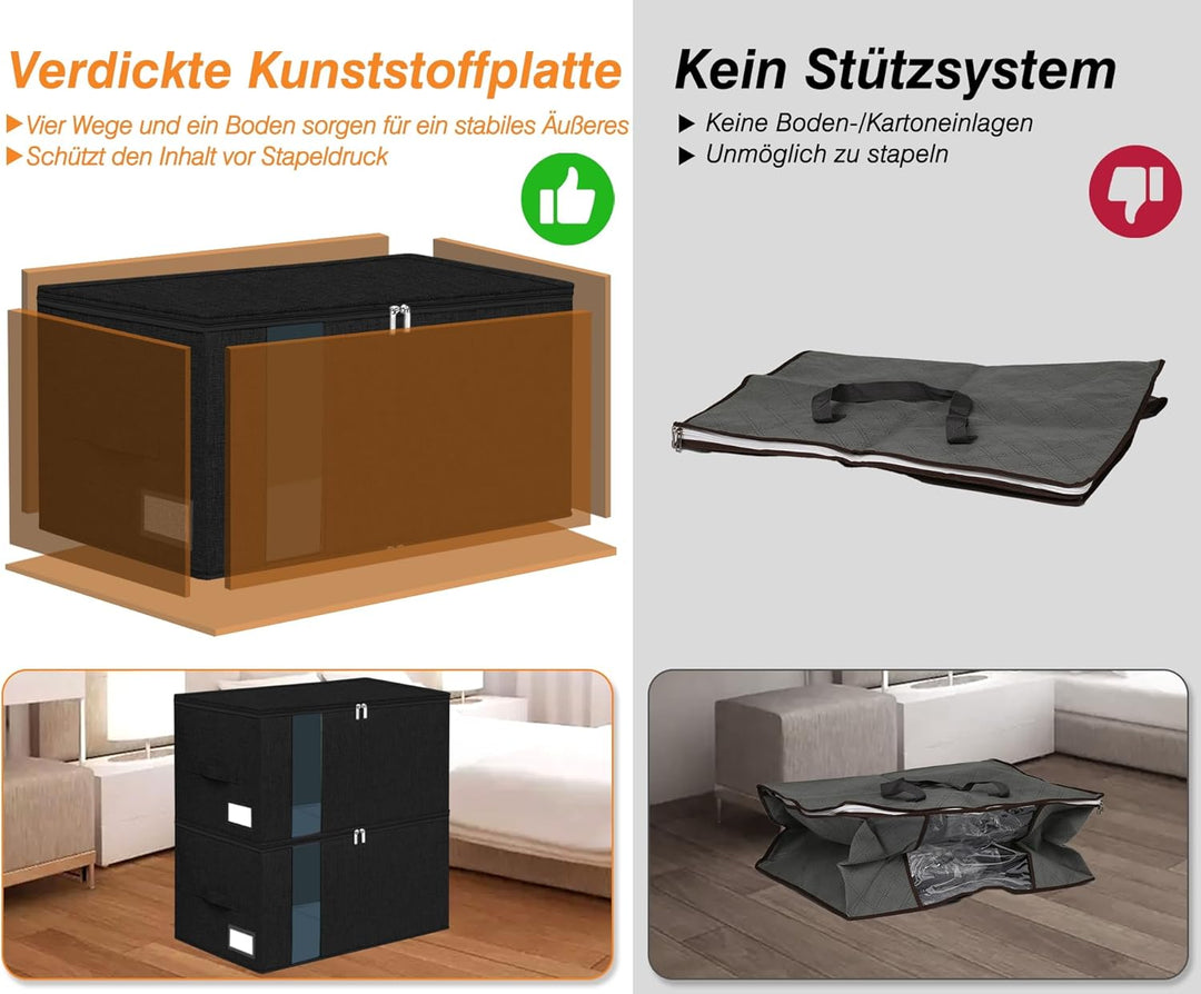 mepure 2 Stück Faltbare Aufbewahrungsbox, 60L Gross Aufbewahrungstasche mit Stabiler Reissverschluss