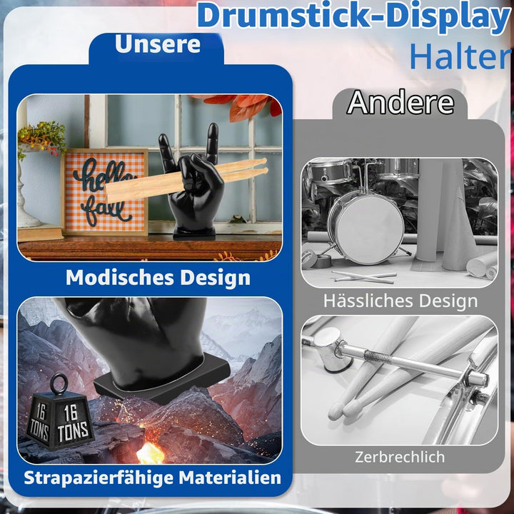 Drumstick Halter Drumsticks Holder Hand, Schlagzeug Zubehör Display Show Rack, Harz Rock Hand Drum S