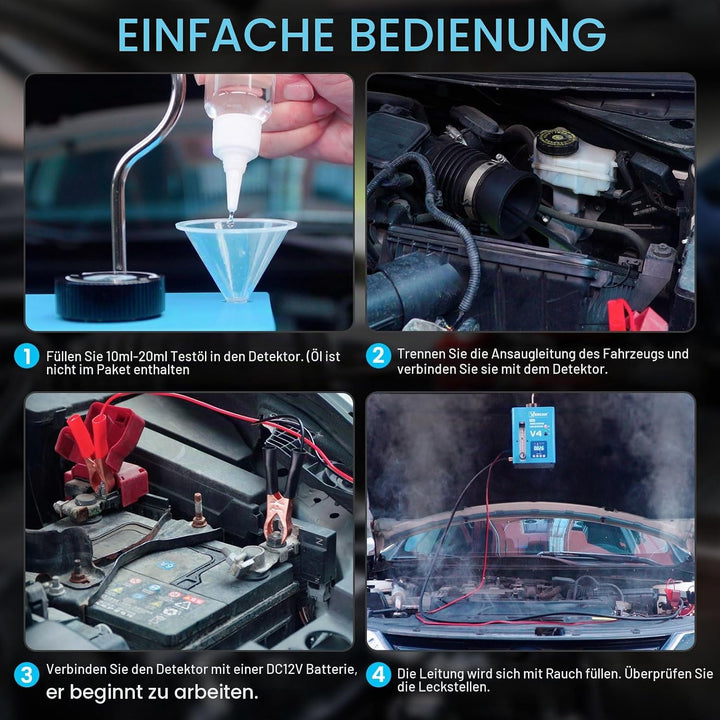 12V Nebelmaschine KFZ Rauchmaschine Lecksuchgerät EVAP mit Digitalem Druckmesser &amp; Luftmengenmesser