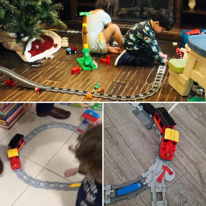 Bausteine Zug Schienen, City Eisenbahn Schienen Set, bestehend aus Gebogene Schienen, Gerades Gleis,