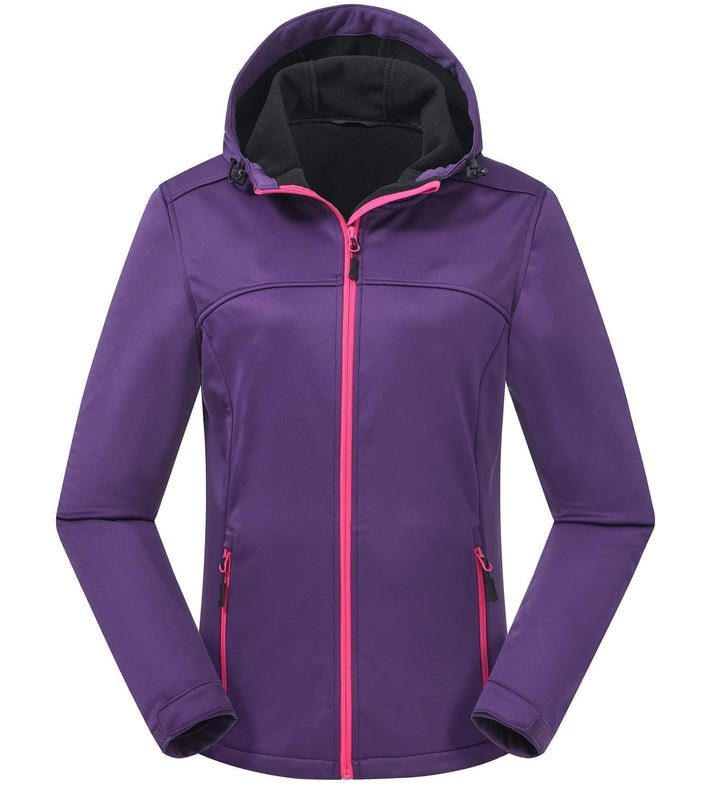 ATLASLAVA Damen Softshelljacke Wasserdichte Atmungsaktive Leichte Fleece Kapuze Übergangsjacke Laufe
