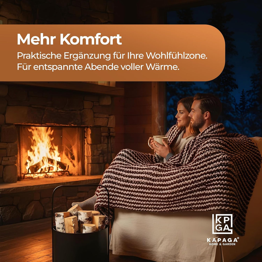 Kapaga - SET 2x Holzkörbe, Kaminholzkorb aus Metall ⌀ 35 cm + ⌀ 40 cm, Holzlager innen, Geschweisst