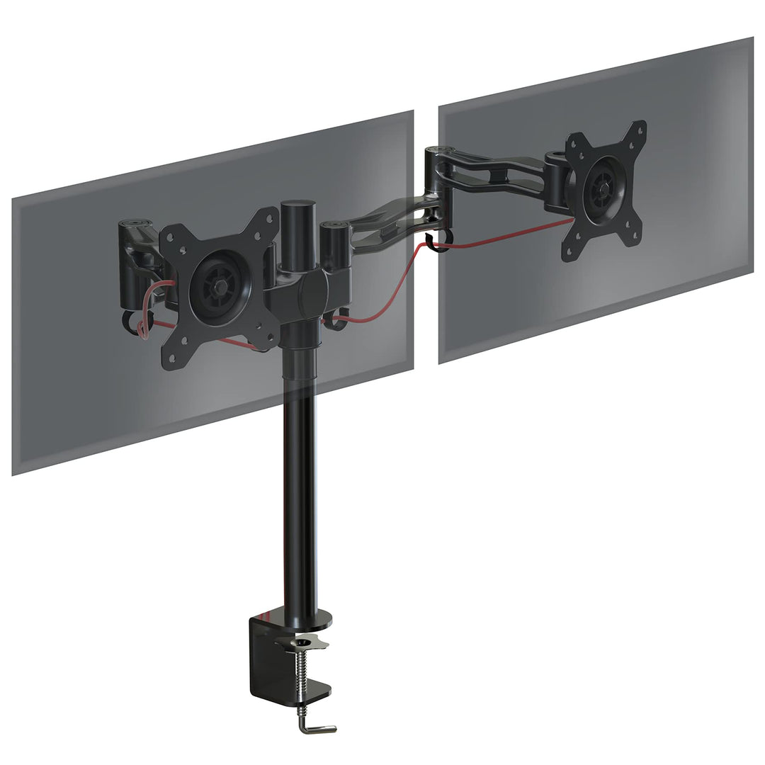 Duronic DM352 BK Arm für 2 Computermonitore | ergonomische Doppel-Monitorhalterung für PC-Monitore |