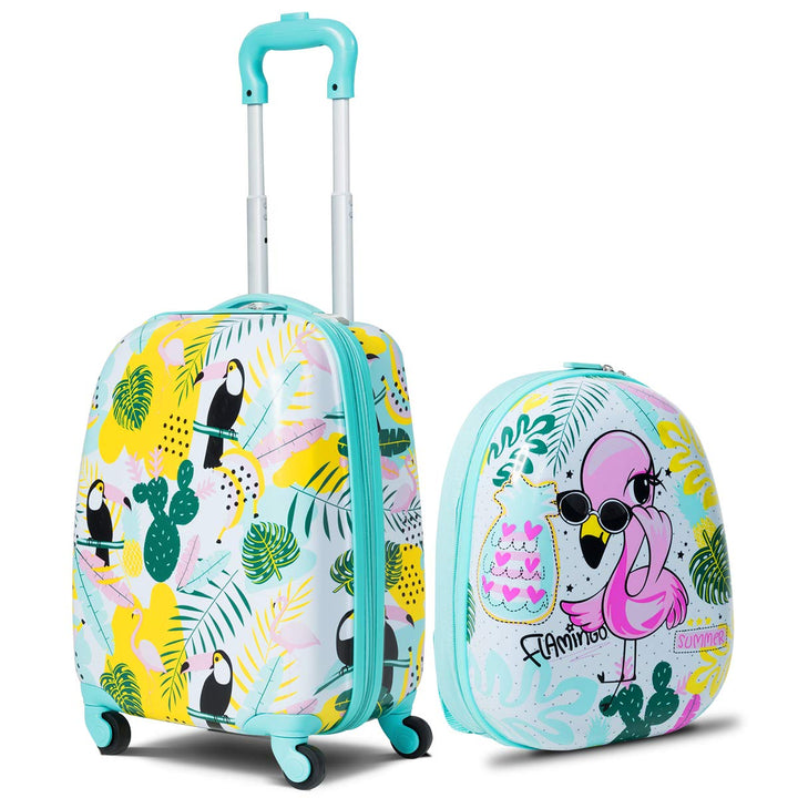 GOPLUS Kinderkoffer mit Rucksack, Kids Trolley, Kindergepäck mit Rollen, Reisekoffer mit Teleskopgri