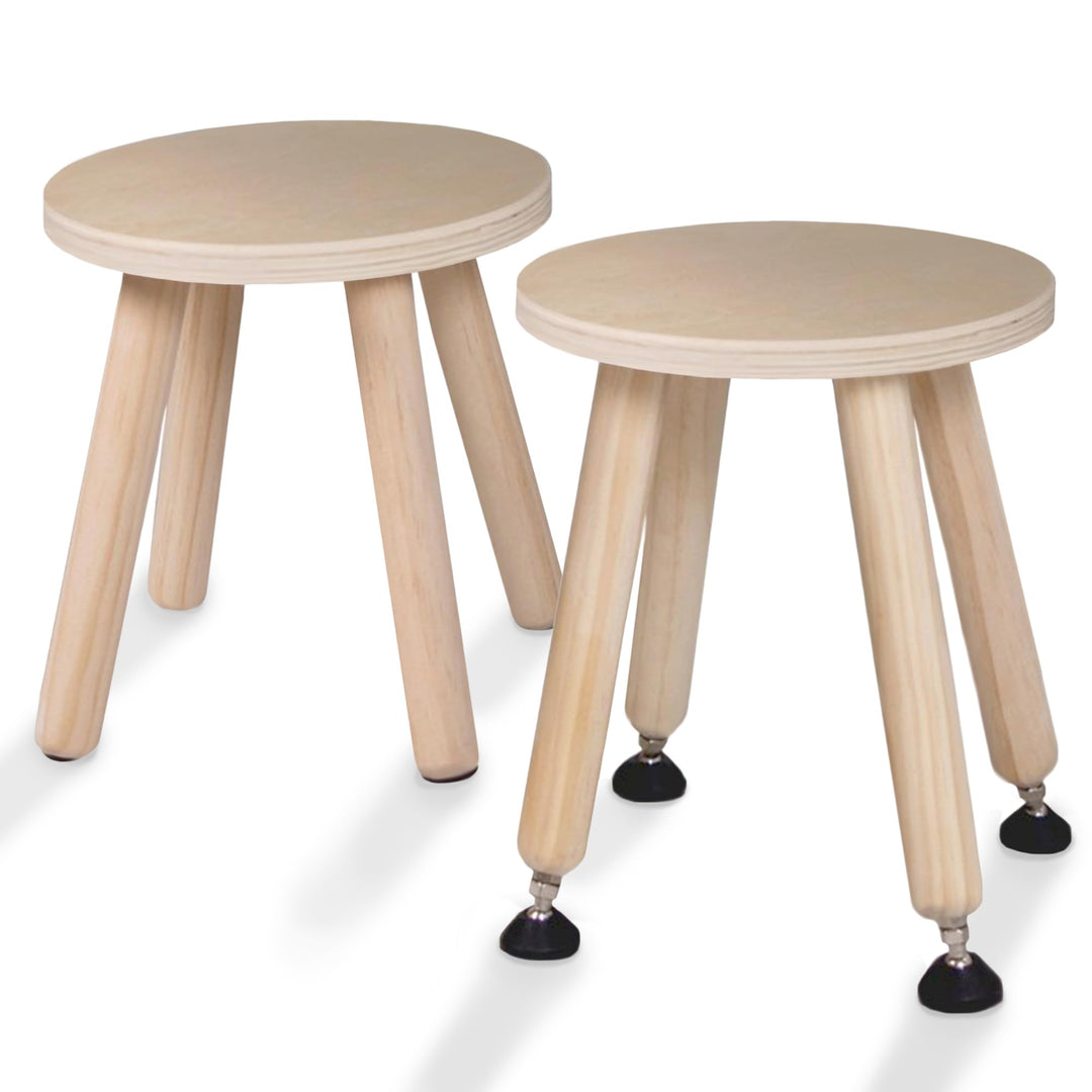 Cateam Tritthocker aus Holz für Kinder und Kleinkinder – 2er-Set – Natur – Kinderhocker mit ausziehb