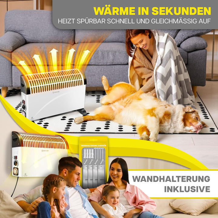 KESSER Konvektor 2000 Watt Heizgerät, 24h Timer | stufenlose Thermosteuerung | Turbo Heizung | 3 Stu