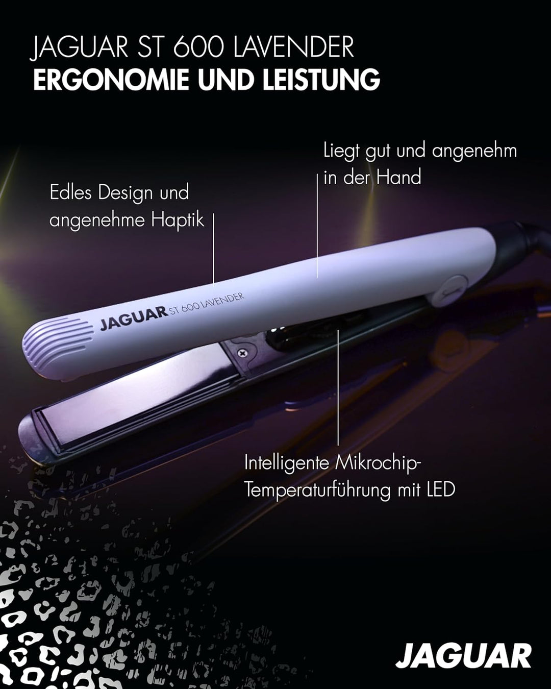 JAGUAR Glätteisen ST 600 Lavender | Profi Haarglätter mit stufenloser Temperatureinstellung | Inkl.