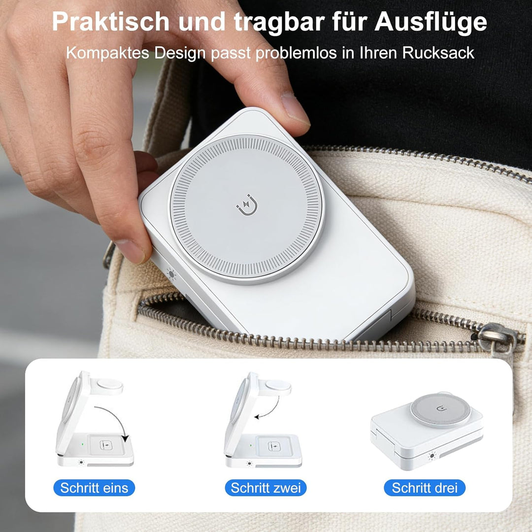 Für Apple 3-in-1 Drahtlose Ladestation, Tragbares Induktionsladegerät für iPhone 16/15/14/13/12 Seri