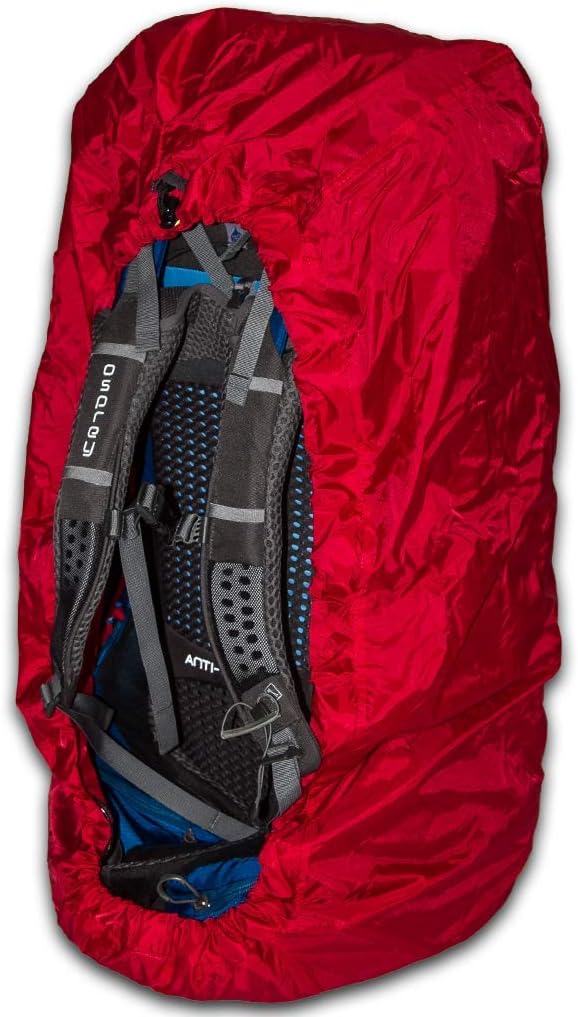LOWLAND OUTDOOR® Regen- und Transporthülle für Rucksäcke - Wasserabweisend, Rot