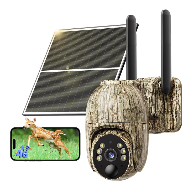 NUASI 4G LTE Wildkamera mit SIM Karte, 2K Kabellos Solar Wildtierkamera mit Handyübertragung App, Üb