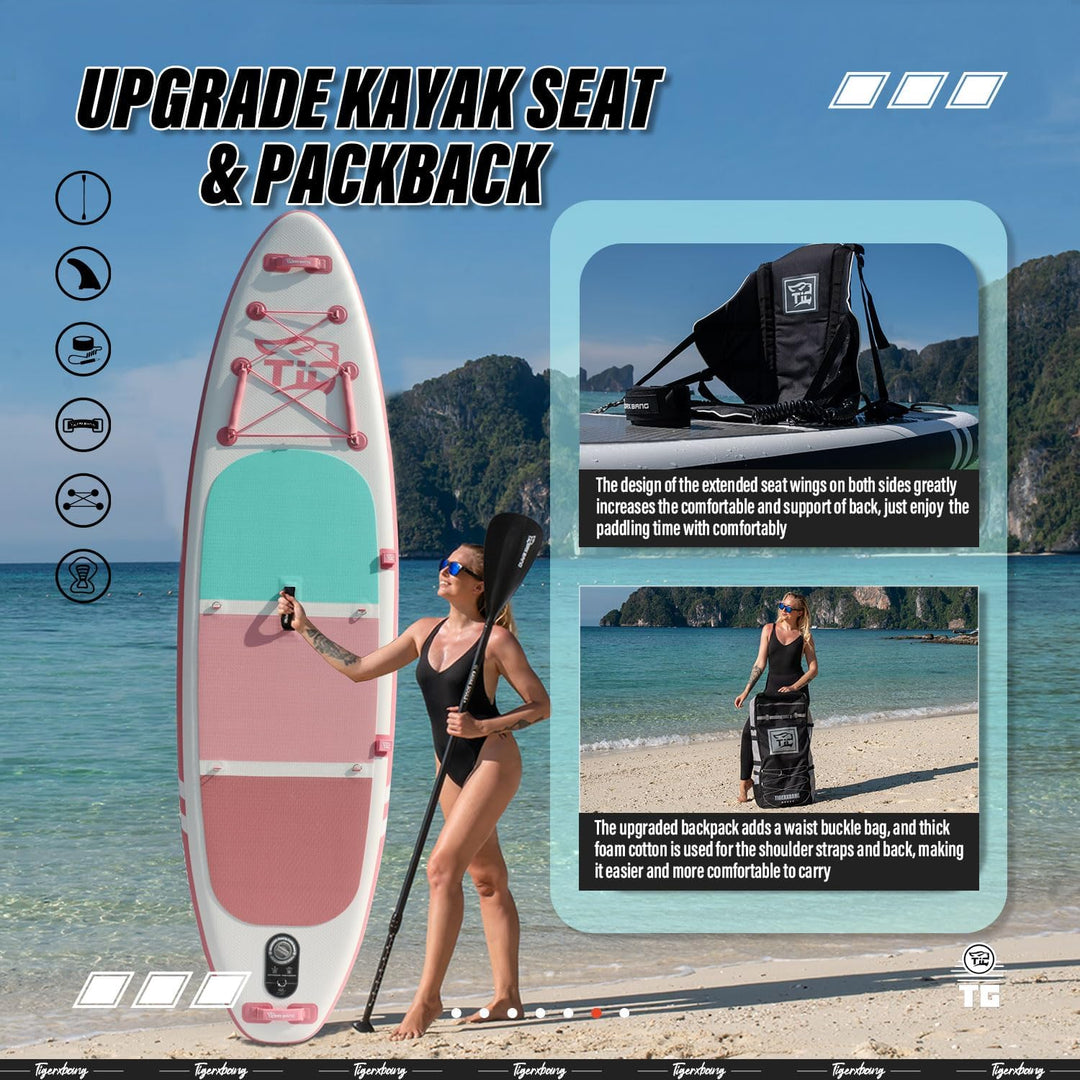 TIGERXBANG SUP Boards Stand Up Paddling Board, aufblasbare Paddle-Boards Defender-Pro-Kollektion Ros