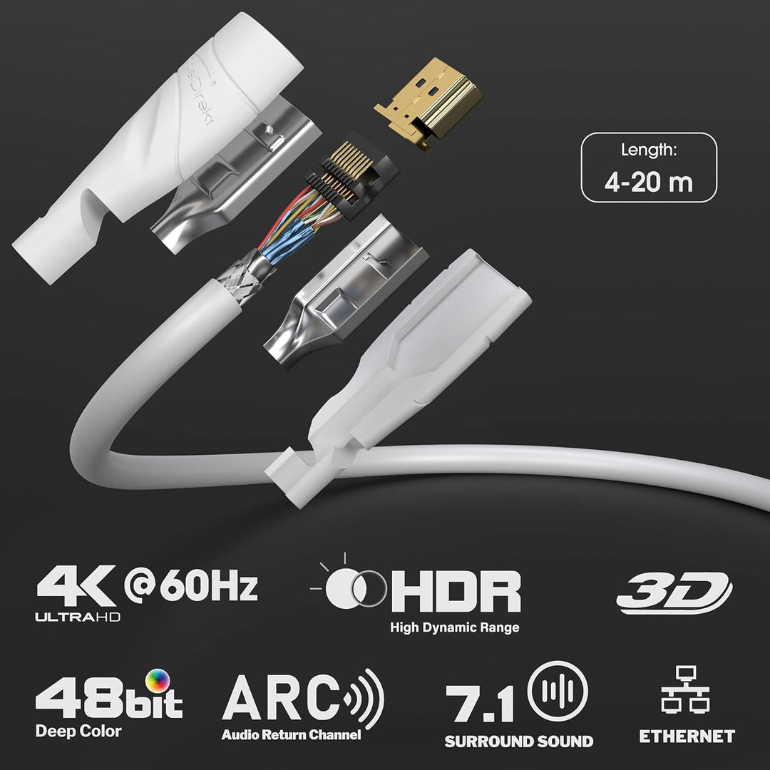KabelDirekt – 4K HDMI-Kabel – 20 m – 4K@60Hz (Extra-Kupfer für bis zu 18 Gbit/s und Ultra HD/4K – ko