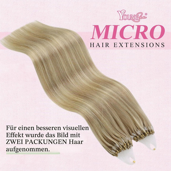 YoungSee Microring Extensions Blond Microring Extensions Echthaar 1g Blond Microring Hair Extensions