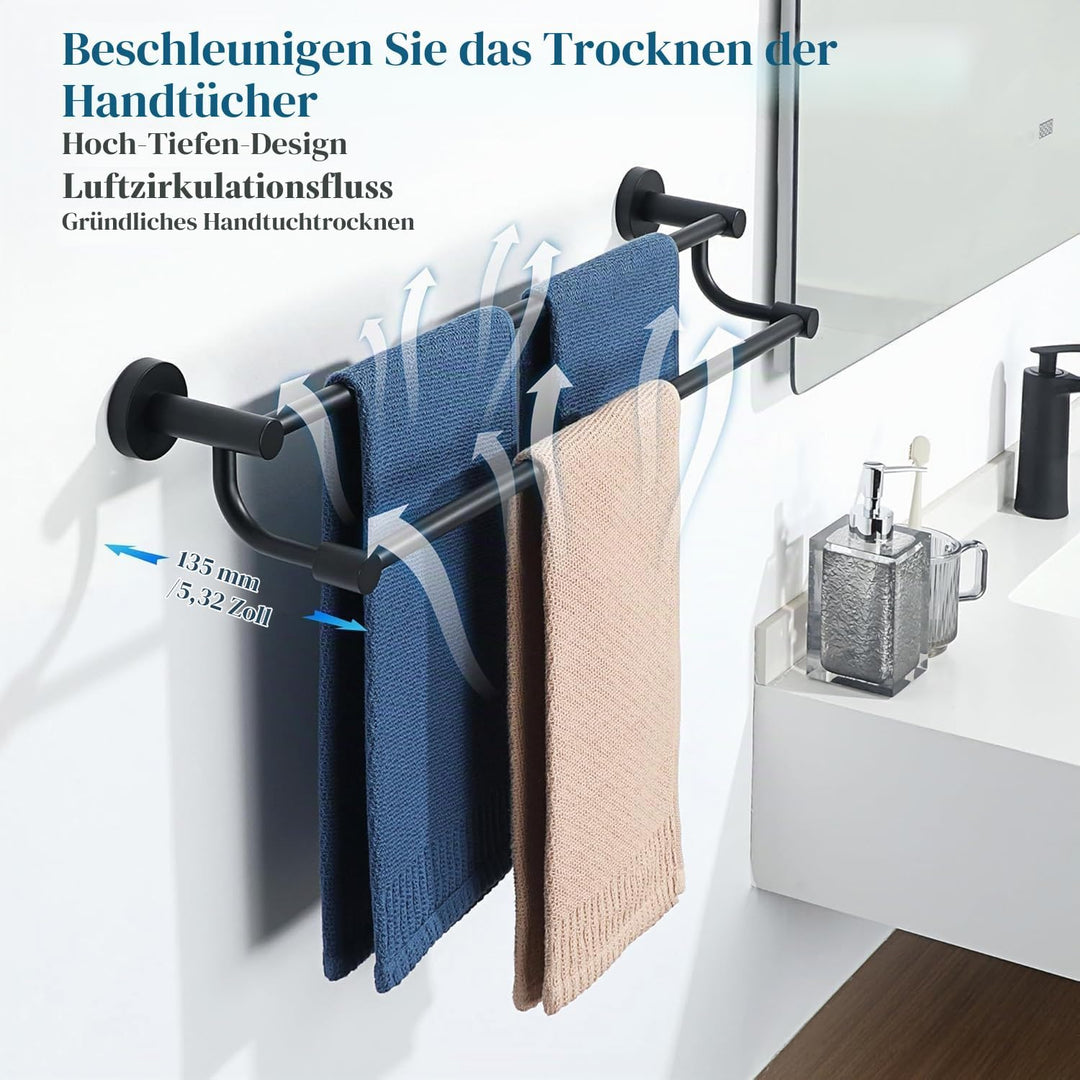 Doppelte Handtuchhalter, Handtuchstange aus Edelstahl 304, Wandmontierter Gästehandtuchhalter, Geeig