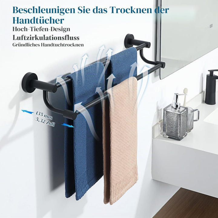 Doppelte Handtuchhalter, Handtuchstange aus Edelstahl 304, Wandmontierter Gästehandtuchhalter, Geeig