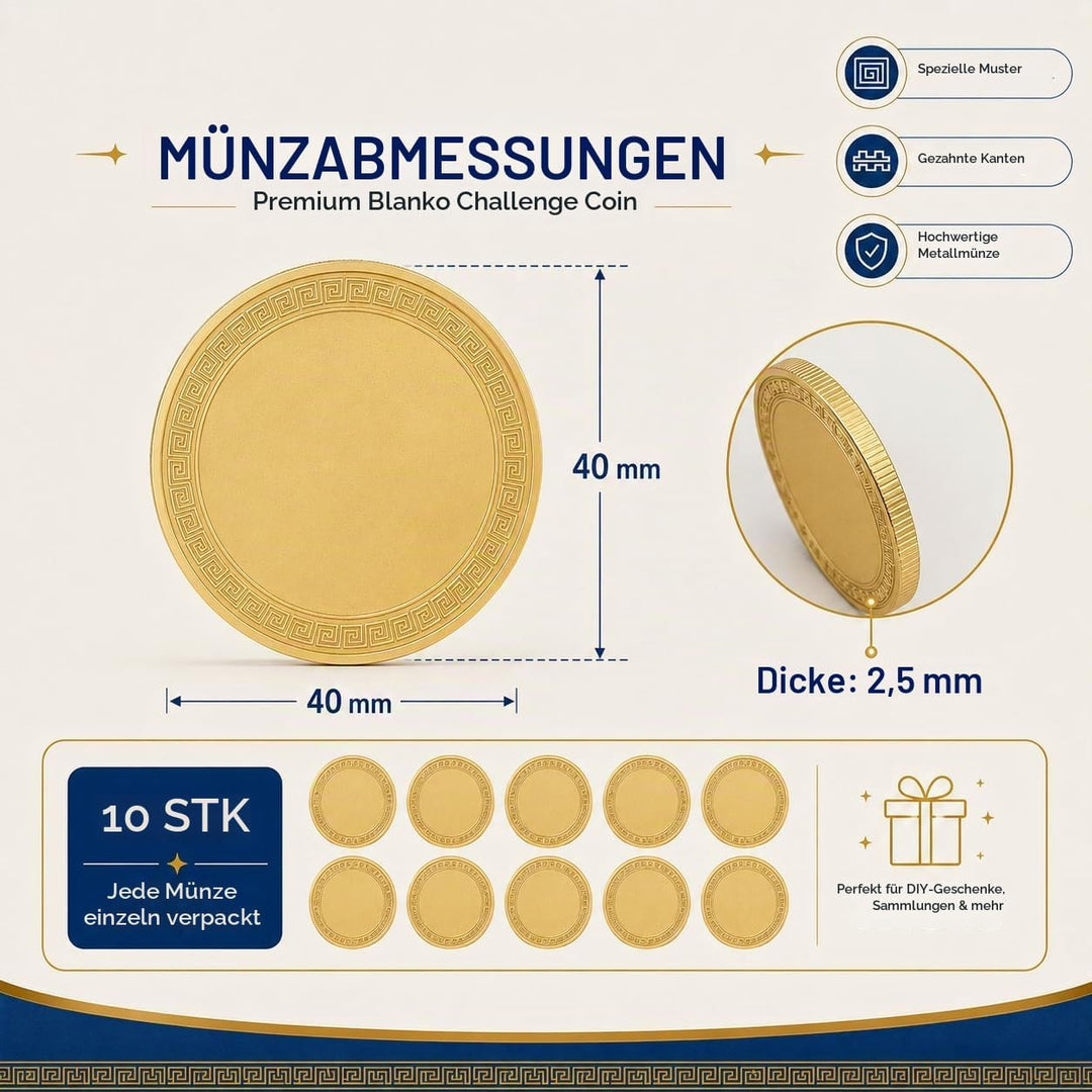 Laser Gravur Rohlinge, Laser Material Münzen 10 Stück mit Acrylbox, Doppelseitig Gravierbare 40 mm R