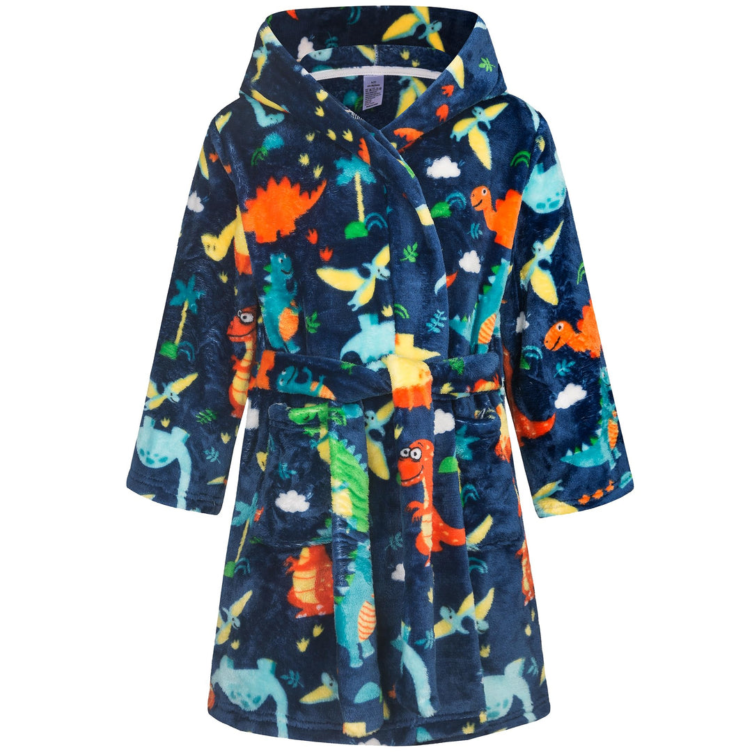 FILOWA Bademantel für Kinder Mädchen Jungen Fleece Kinderbademantel mit Kapuze, Flanell Flauschig Mo