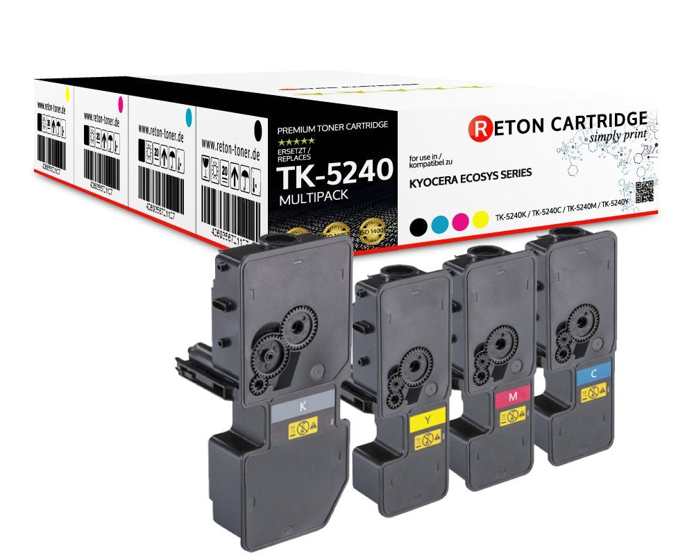 4 Original Reton Toner | 50% höhere Druckleistung | kompatibel zu Kyocera TK-5240 für Kyocera ECOSYS