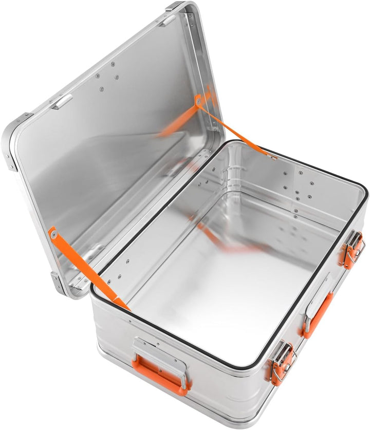 ALUBOX Alukiste abschliessbar E39 - Premium Aluminium Lagerbox 39 Liter - Deckel mit Aluminium Druck