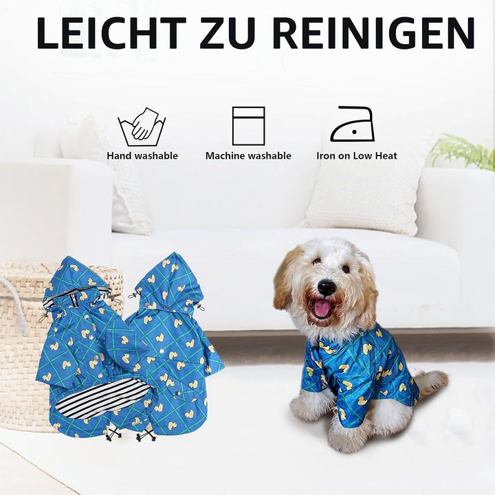 MOREZI Hunderegenmantel, mit Reissverschluss und reflektierenden Knöpfen, Regen-/wasserdicht, Verste