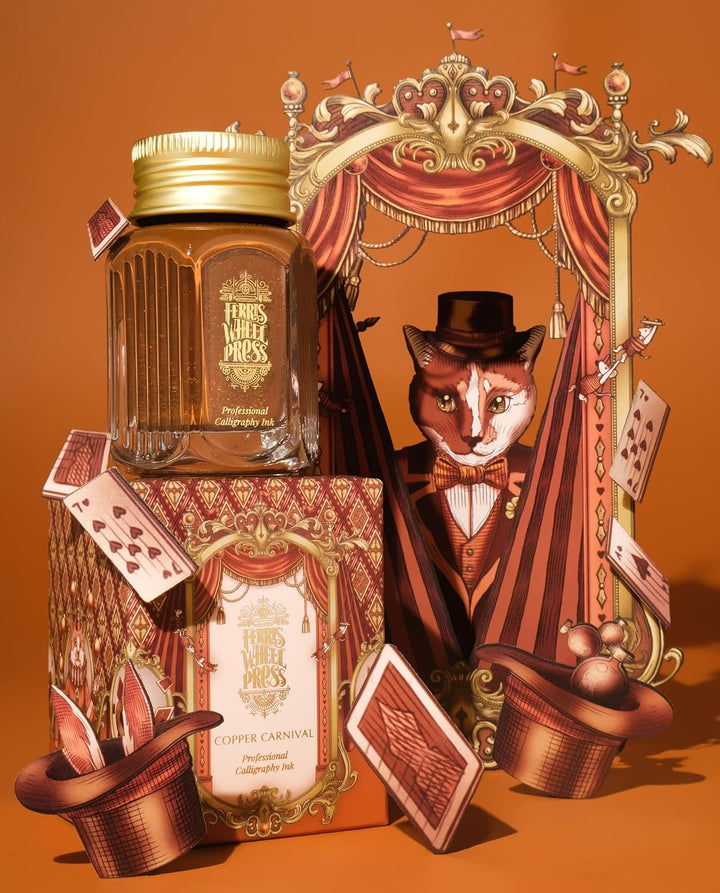 Ferris Wheel Press, Calligraphy Ink, Vivid deep amber with gold shimmer, 28ml Vivid deep amber with