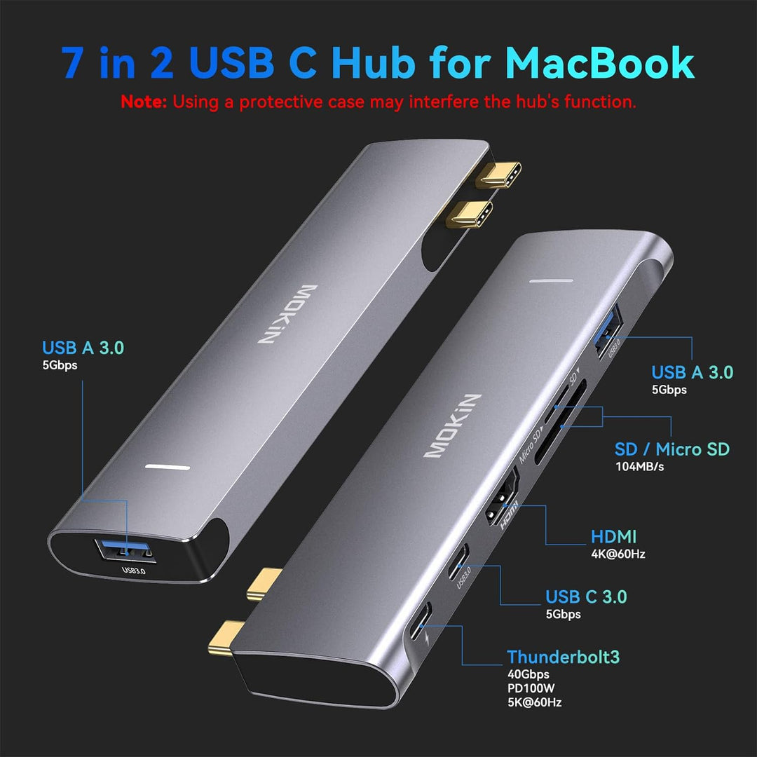 USB-C-Adapter für MacBook Pro 2020, MacBook Pro USB Adapter HDMI MacBook Pro Dongle mit 4KHDMI, 2 US