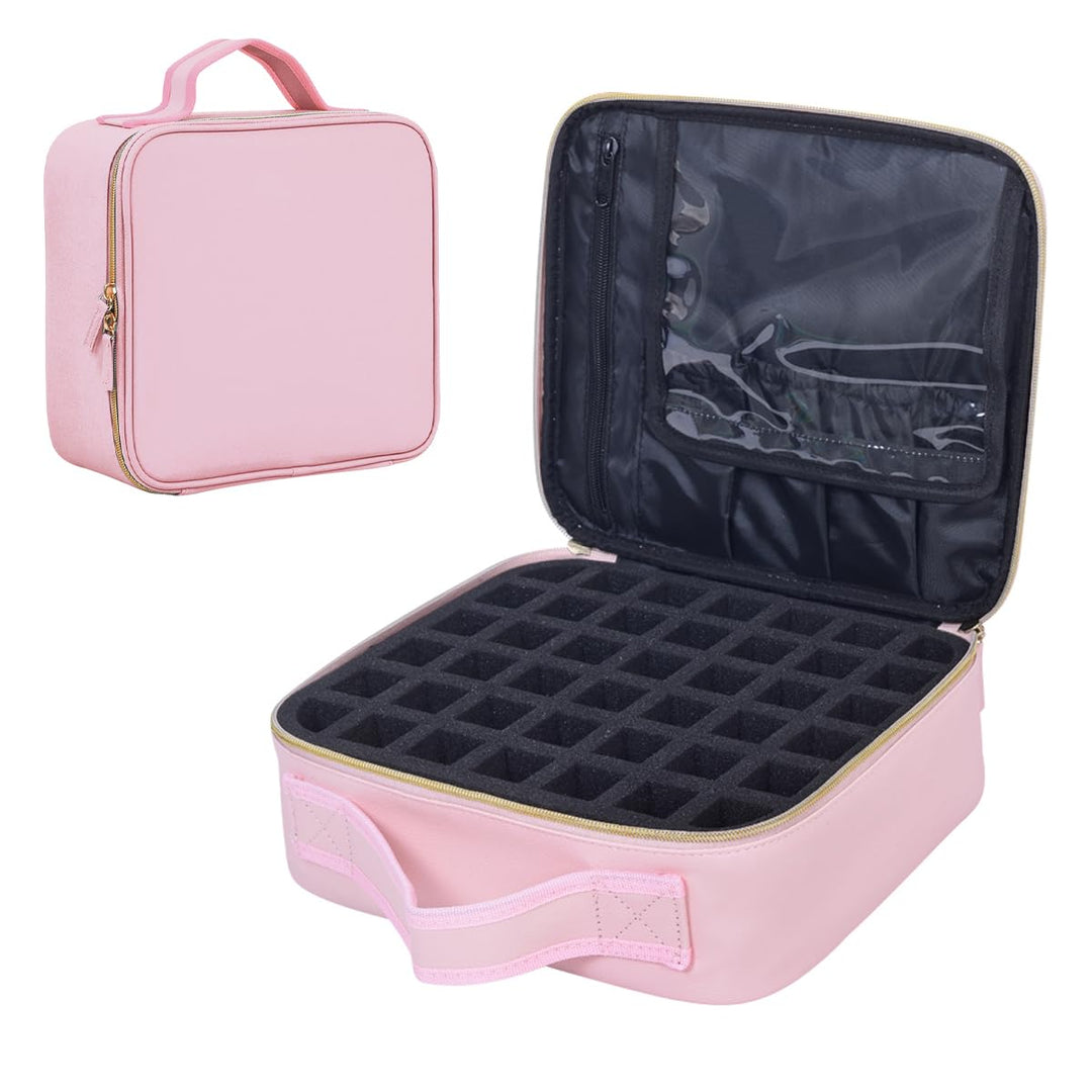 Nagellack Aufbewahrung Organizer PU Leder Tragbare Nagellack Tasche Speichern 42 Flaschen (15 ml/0,5