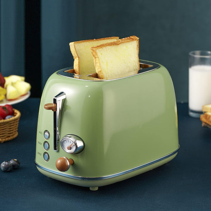 Wiltal Toaster Retro 2 Scheiben 6 Einstellbare Bräunungstufen，Edelstahl mit hochwertige Brötchenaufs