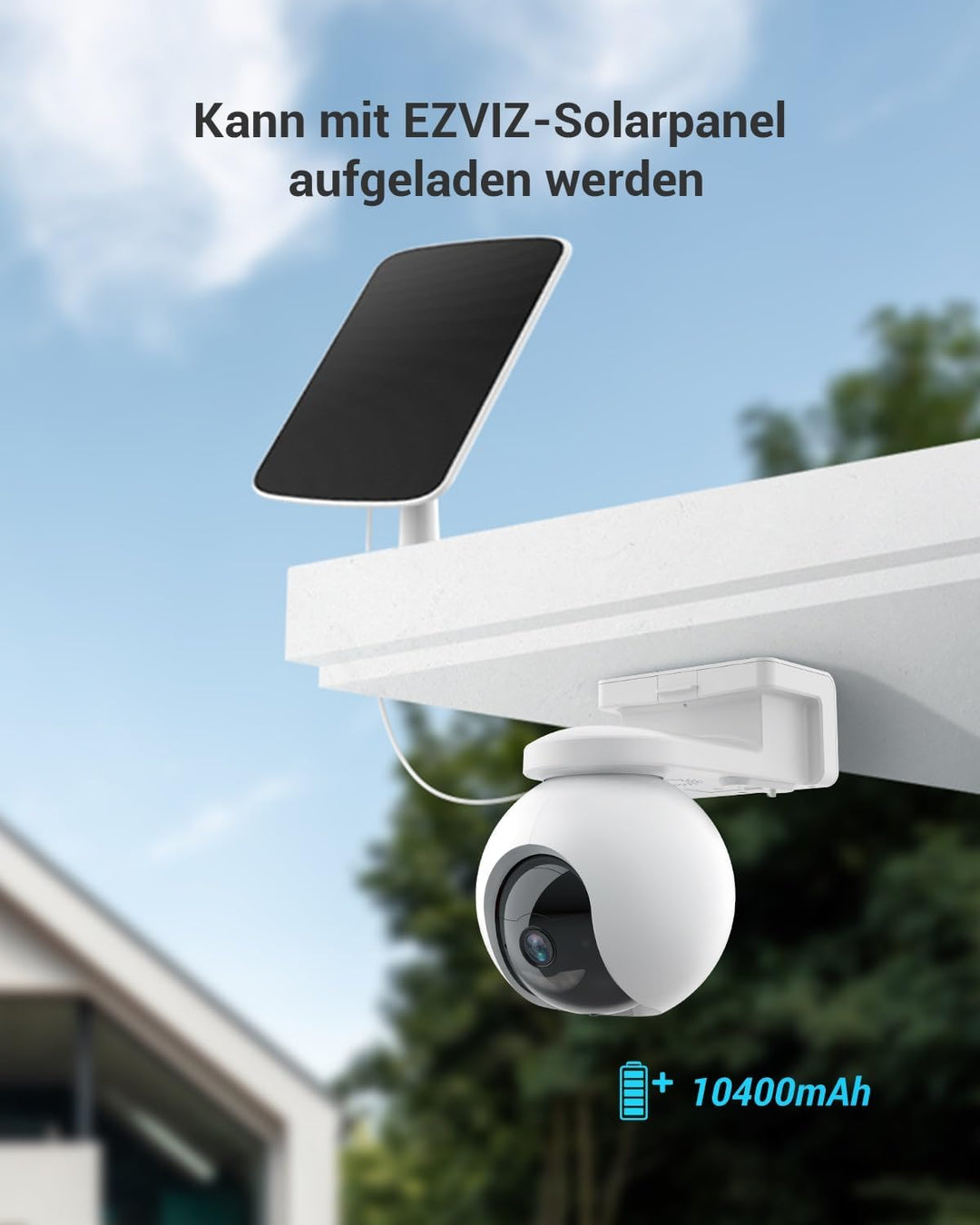 EZVIZ 2K kabellose Akkukamera aussen, PT WLAN Kamera mit AI Personenerkennung, 10400mAh Akku, Automa