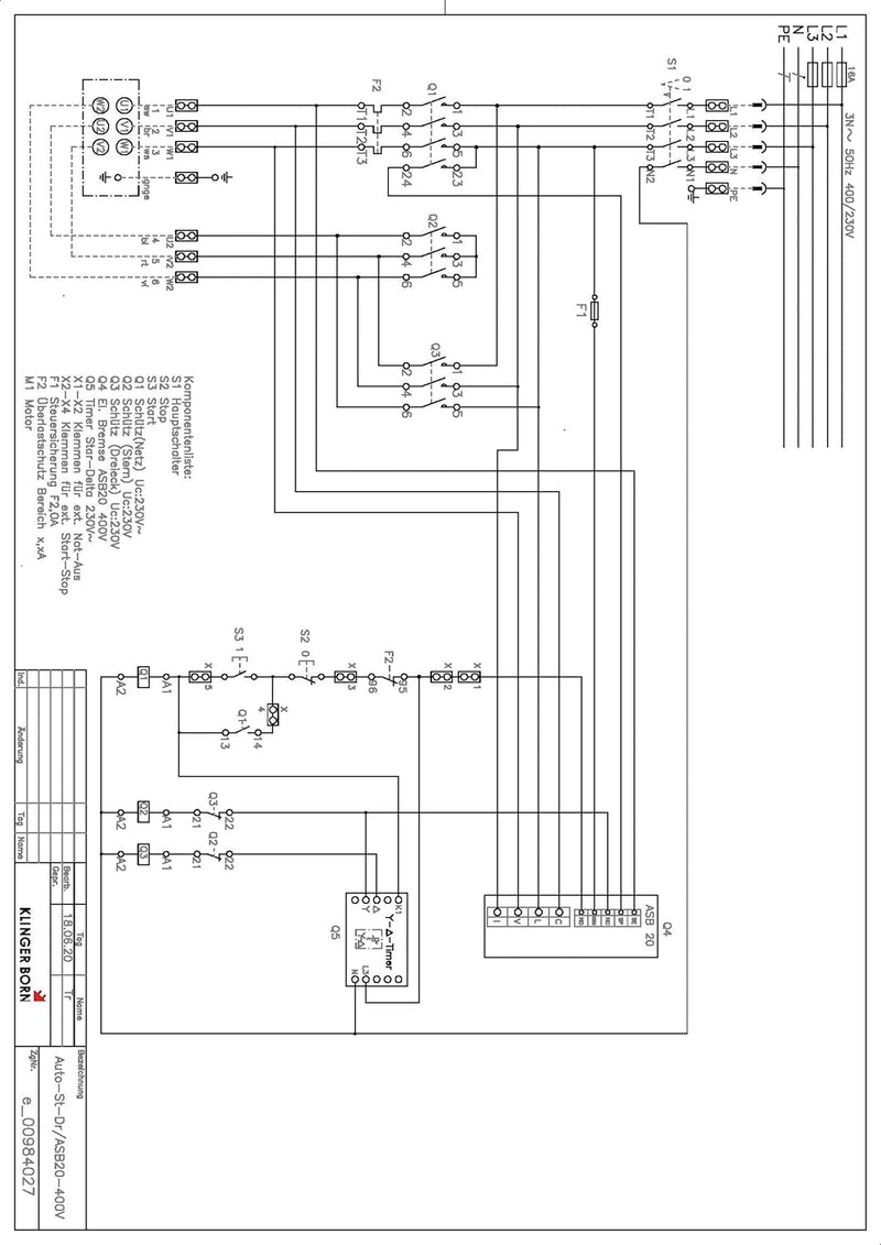 Stern-Dreieck-Starter, automatisch, bis 7,5kW, elektr. Bremse, Hauptschalter