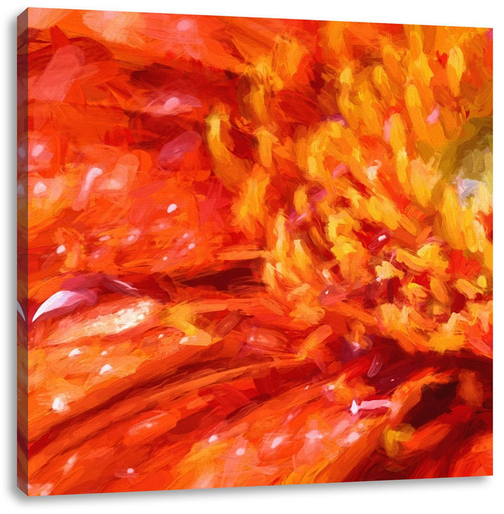Pixxprint Blatt im Regen, Format: 70x70 auf Leinwand, XXL riesige Bilder fertig gerahmt mit Keilrahm