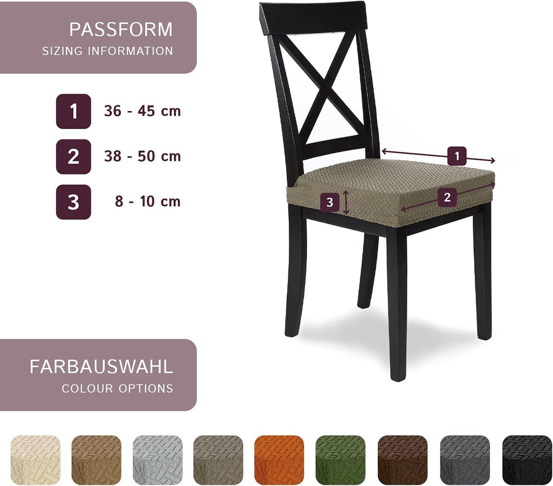 SCHEFFLER-Home Stretch Stuhlbezug Luna Taupe/Stuhlbezug 4er Set elastische Stuhlschoner/Sitzbezug Es