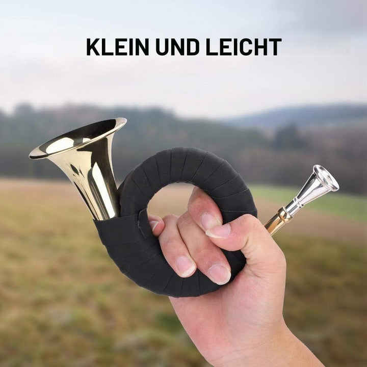Bb Jagdhorn, Messing Jagdhorn Mini leichte tragbare Horn Messing Instrument Set mit Aufbewahrungstas
