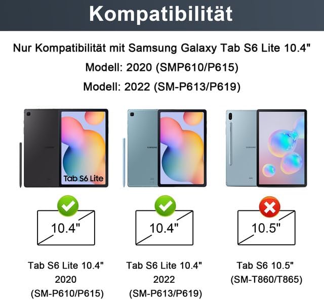 SOPPY Tastaturhülle mit Touchpad für Samsung GalaxyTab S6 Lite 10,4 Zoll 2020/2022(SM-P610/P615/P613