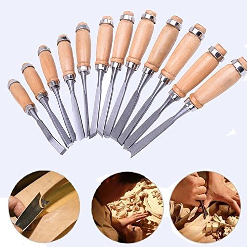 Professional Stechbeitel-Set – Eleoption 12 Stück Sharp Holzbearbeitungswerkzeuge mit Tragetasche –