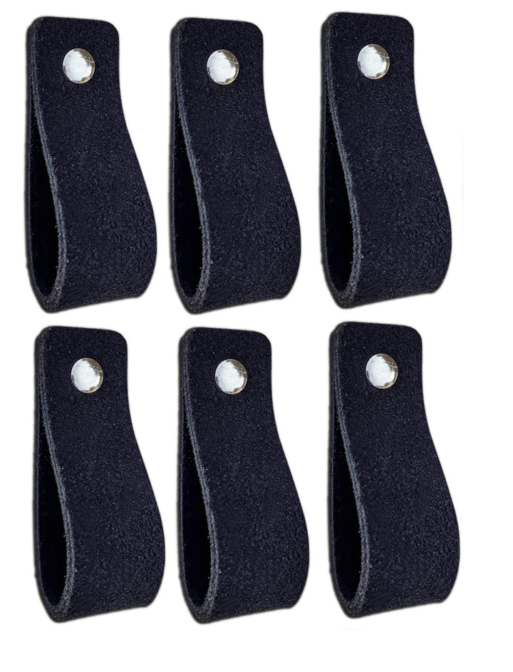 Brute Strength - Ledergriffe für Möbel - Wildleder - Schwarz - 6 Stück - 16,5 x 2,5 cm - Schrankgrif