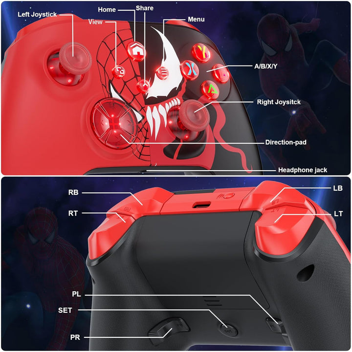 Lapezei Wireless RGB Controller für Xbox Series S/X, mit Xbox One/PC/Android/iOS, Bluetooth Gamepad