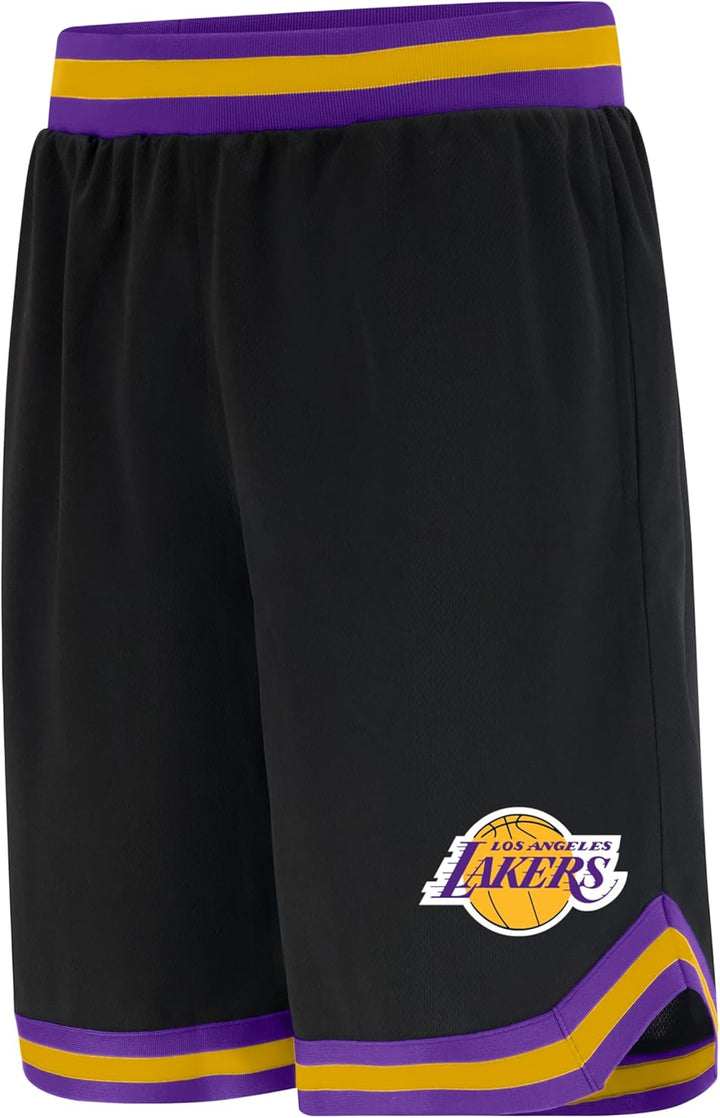 Ultra Game Herren Gewebte NBA Woven Team Logo Poly Mesh Basketball Shorts Los Angeles Lakers L Schwa