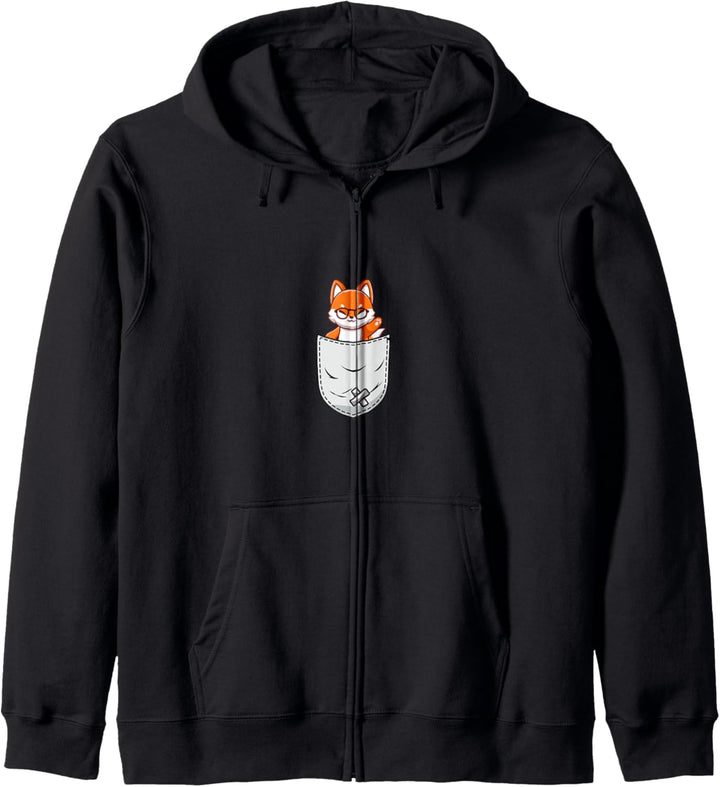 Tier des Waldes Waldbewohner Süsses Brusttasche Fuchs Kapuzenjacke