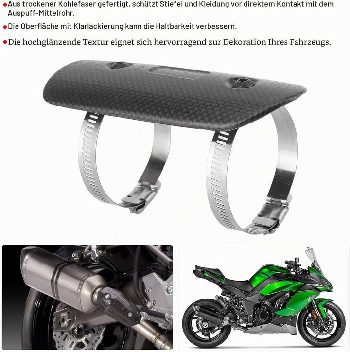 Auspuff-Hitzeschild, Universal Dry Carbon Fiber Exhaust Midpipe Heat Shield Guard Kit Motorrad-Hitze