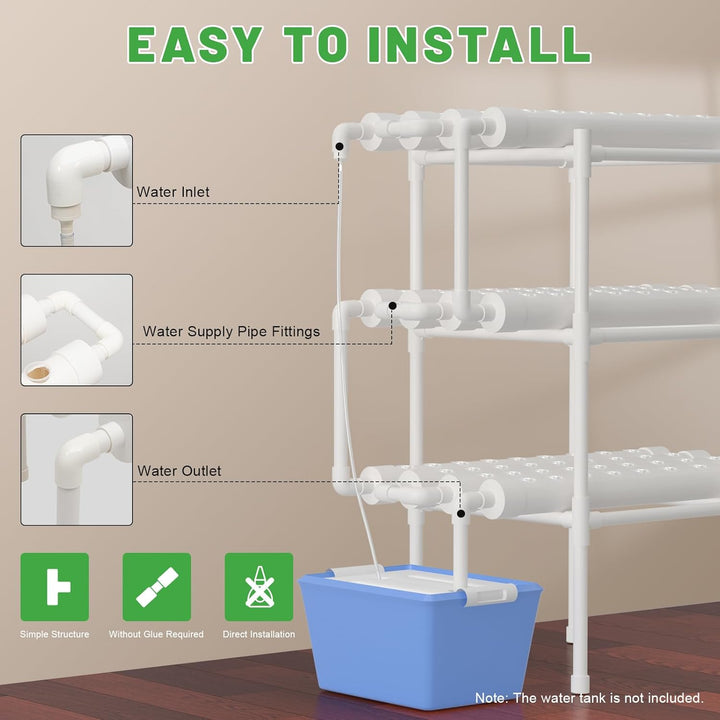 Futchoy Hydroponic Grow Kits 3 Schichten 108 Standorte Gemüse Blumen Hydroponics-System Gemüsewerkze