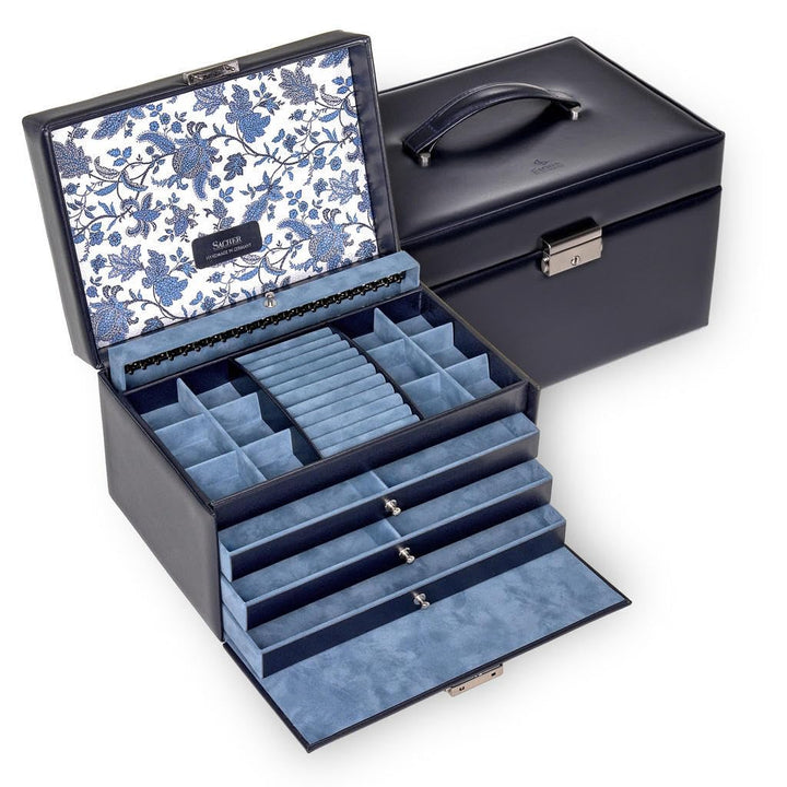 Schmuckkasten Jasmin florage/navy (Leder)