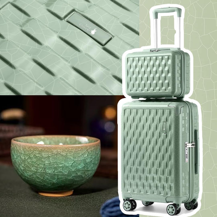Sea choice Handgepäck Koffer Trolley Kofferset 2 Teilig Kabinengepäck mit Kosmetiktasche Eckenschutz