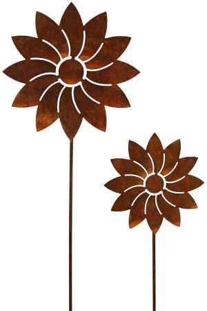 Rostikal Metall Deko Blume Gartenstecker Edelrost Blumenstecker Gartendeko | (im Set)