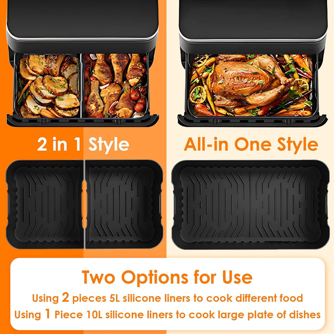 Heissluftfritteuse Zubehör für COSORI Dual Blaze TwinFry 10L, 1 x 10 l + 2 x 5 l Wiederverwendbar Si