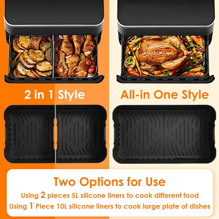 Heissluftfritteuse Zubehör für COSORI Dual Blaze TwinFry 10L, 1 x 10 l + 2 x 5 l Wiederverwendbar Si