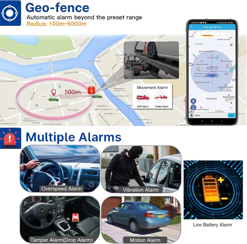 GPS Tracker Auto 4G Tracker mit SIM-Karte Echtzeit Tracking Wasserdicht Diebstahlschutz Sehr Lange A